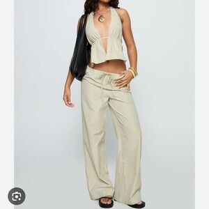 Princess Polly Cosmic Shift Green Stripe Halter Tank